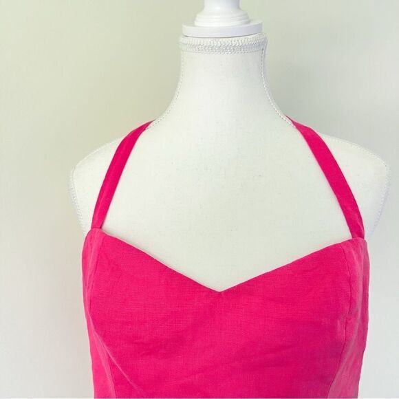Reformation Orzo Pink Linen Crop Top in Pink Size 10 - Picture 3 of 7